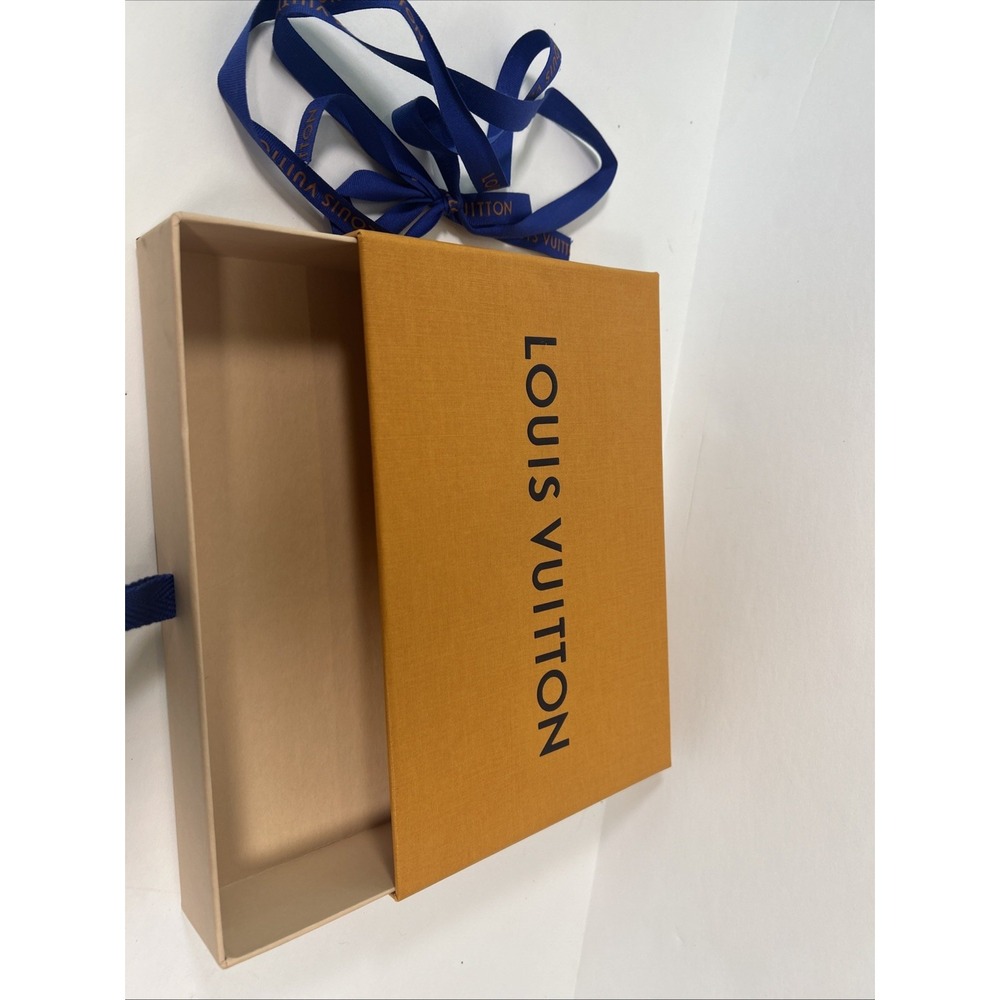LOUIS VUITTON Authentic Empty Gift Storage Box ~ "8x5x2" w/Blue Ribbon - Picture 3 of 3